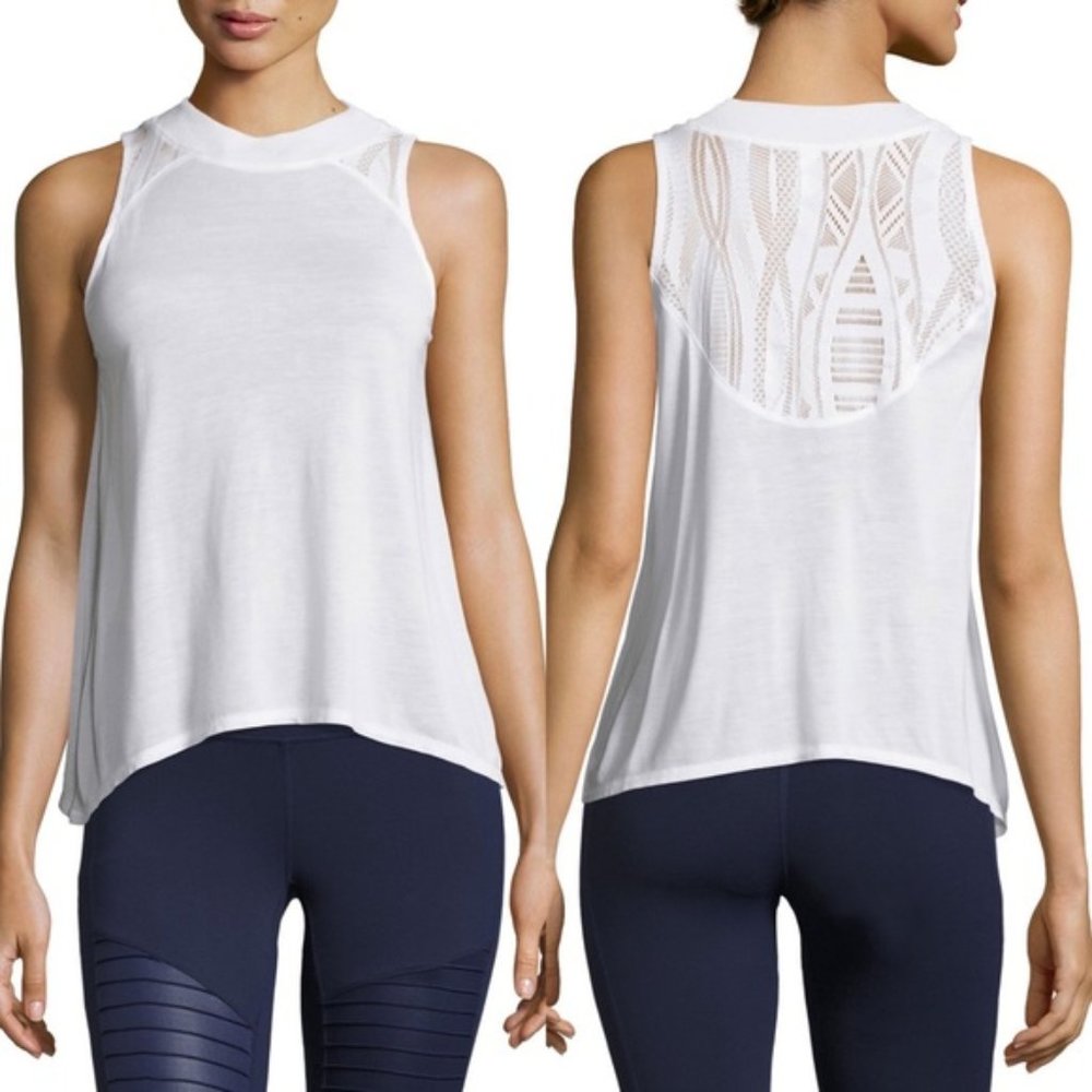 Alo Yoga Crest Lace Panel Tank Top - White L
